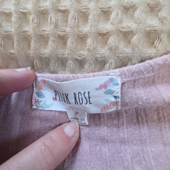 Zara Light Pink Ribbed Button-Front Top - Picture 2 of 2